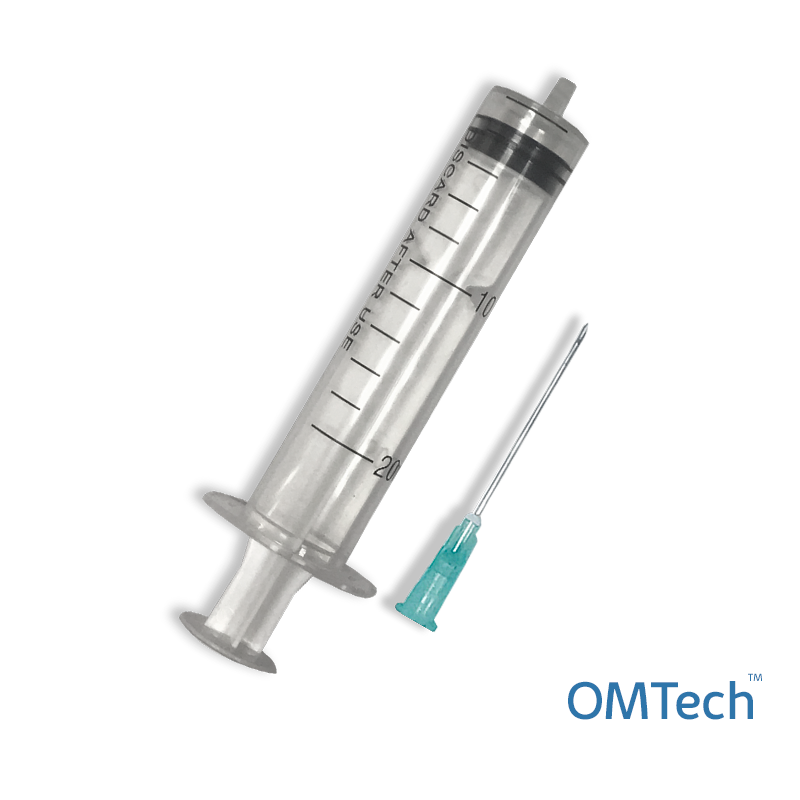 Шприц ін’єкційний 3-х компонентний одноразовий стерильний OMTech™ 20 мл Luer Slip з голкою 0,80 мм x 38мм (21G)